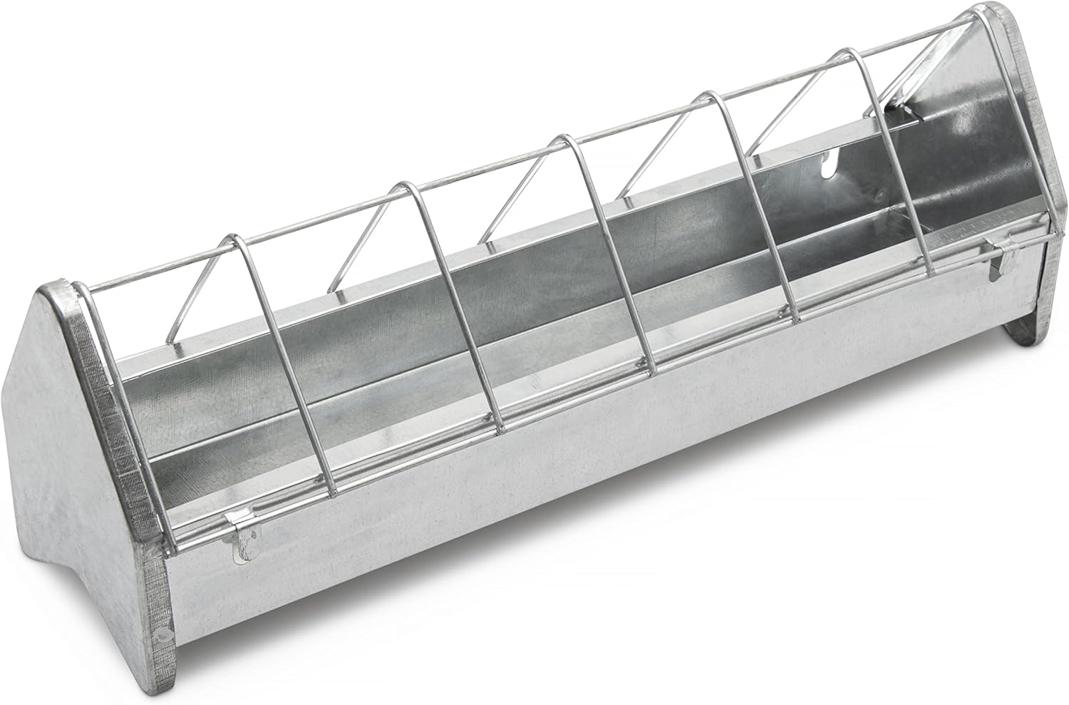 Chicken Feeder Trough. 15" Galvanized Metal Poultry Feed Tray with Removable Anti Roosting Guard for Chicks Turkeys Hens Quails Pigeons and Ducks.