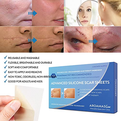 Aroamas Professional Soft Silicone Scar Sheets Strips, 8 Count F291013