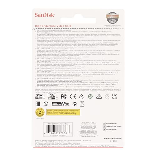 SanDisk 256GB High Endurance Video microSDXC Card with Adapter for Dash Cam and Home Monitoring R675442