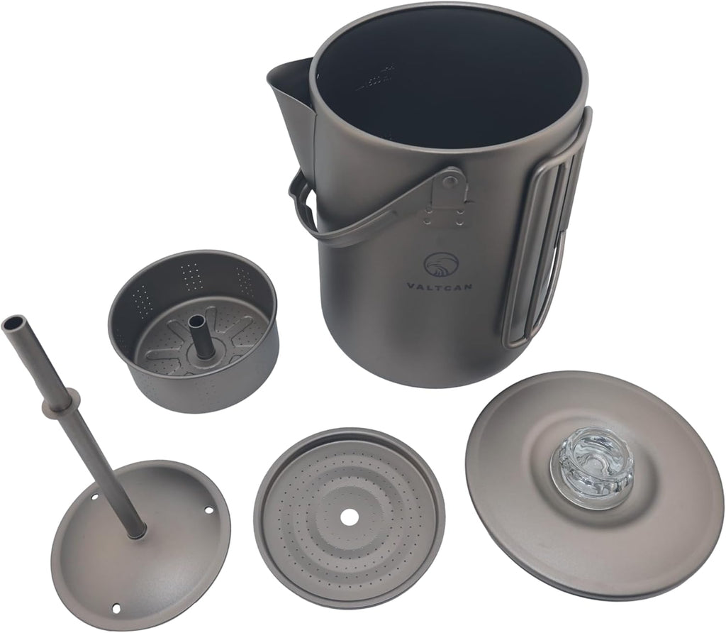 Valtcan Titanium Percolator Coffee Maker 1.5L Camping Kettle N5089