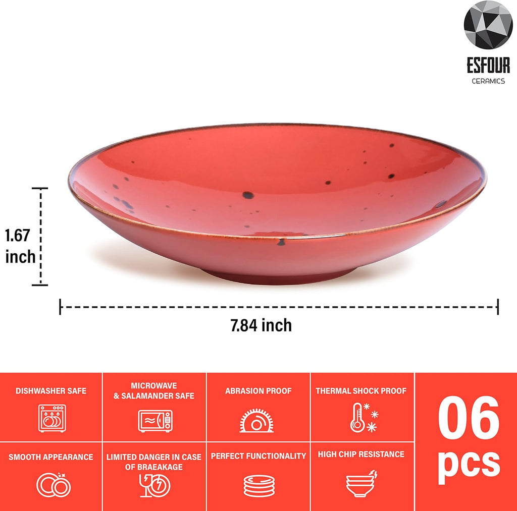 Esfour 8.1" Porcelain Pasta Bowl Set of 6, Microwave & Dishwasher Safe F802579