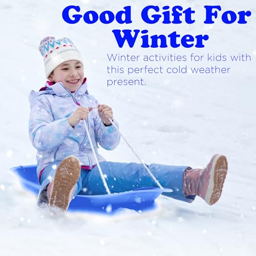 Downhill Sprinter Kids Toddler Plastic Snow Sled with Pull Rope and Handles, 35 Inch, 2 Pack C447