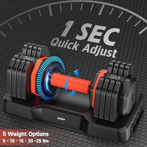 Adjustable Dumbbell Set 25LB Pair, Anti-Slip Handle for Fitness Workout O921197