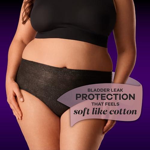 Always Discreet Boutique Incontinence Postpartum Underwear for Women, Maximum Protection, XL, Black, 16 Count C56750