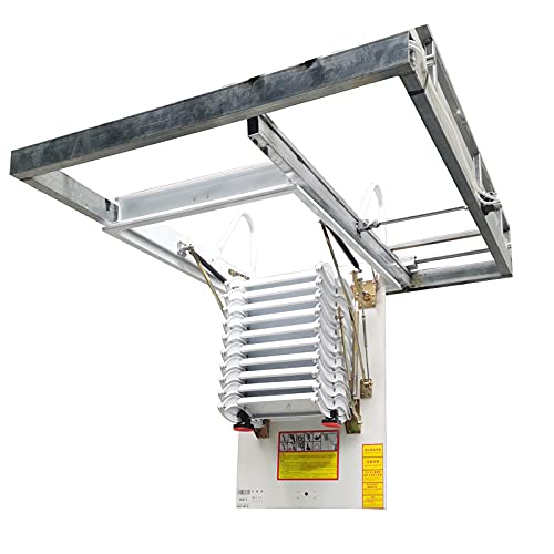 TECHTONGDA Ceiling Attic Loft Ladder, 13 Steps Retractable, White, 10.5ft Height H470649