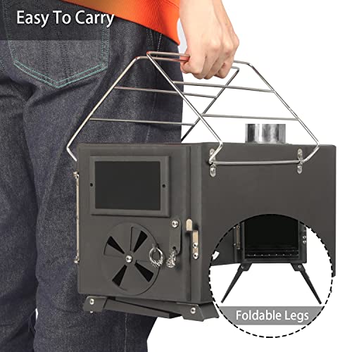 Vikiullf Camping Wood Stove Portable Tent Stove with Pipe Q48244