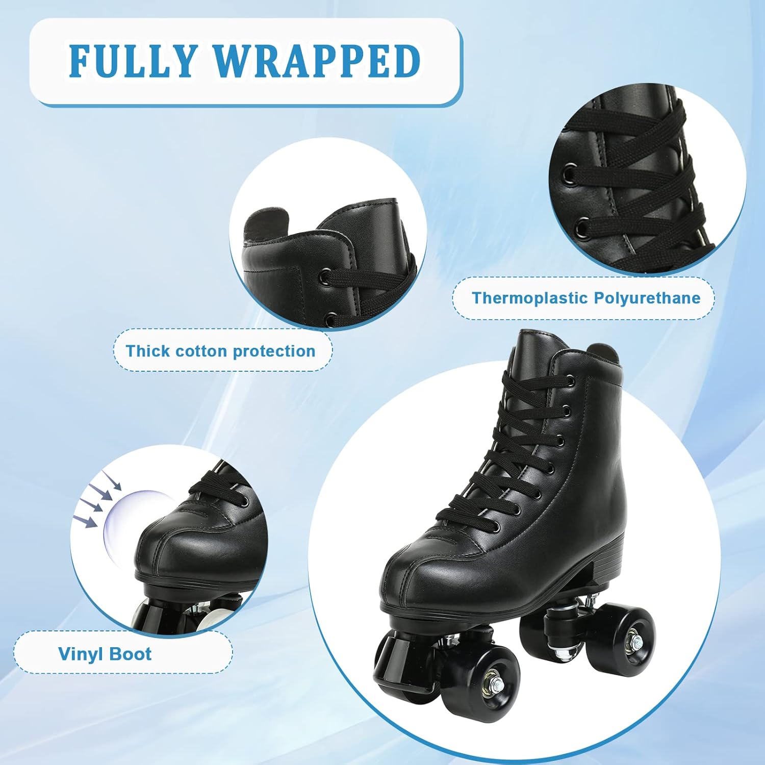 jessie PU Leather Roller Skates for Women Adjustable Four-Wheel T9811