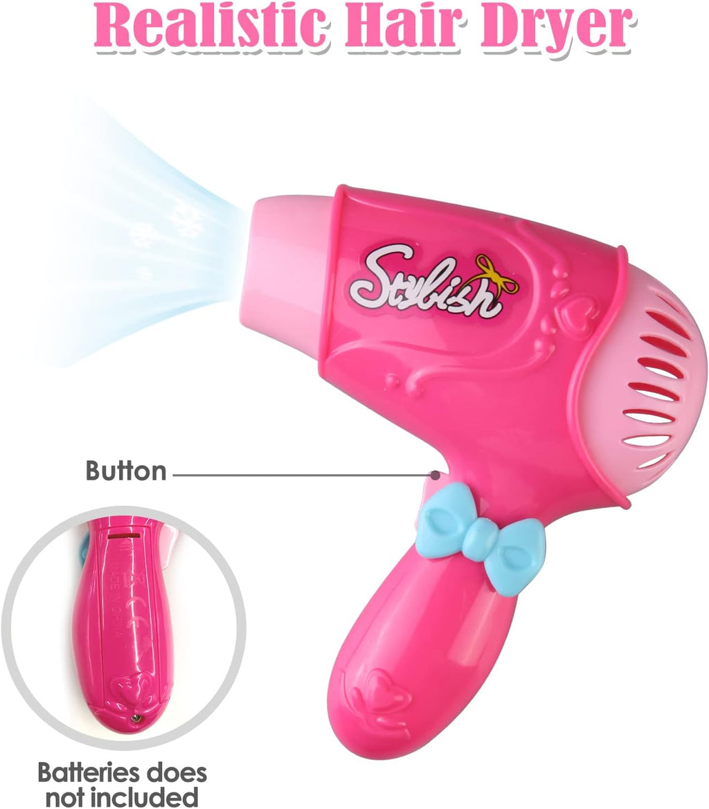 Kids Hair Salon Toy Set with Hair Dryer and Beauty Accessories L61674