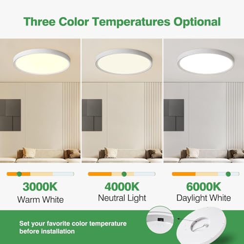 4PK 15.8 Inch LED Flush Mount Ceiling Light, 32W, CCT Selectable L9727