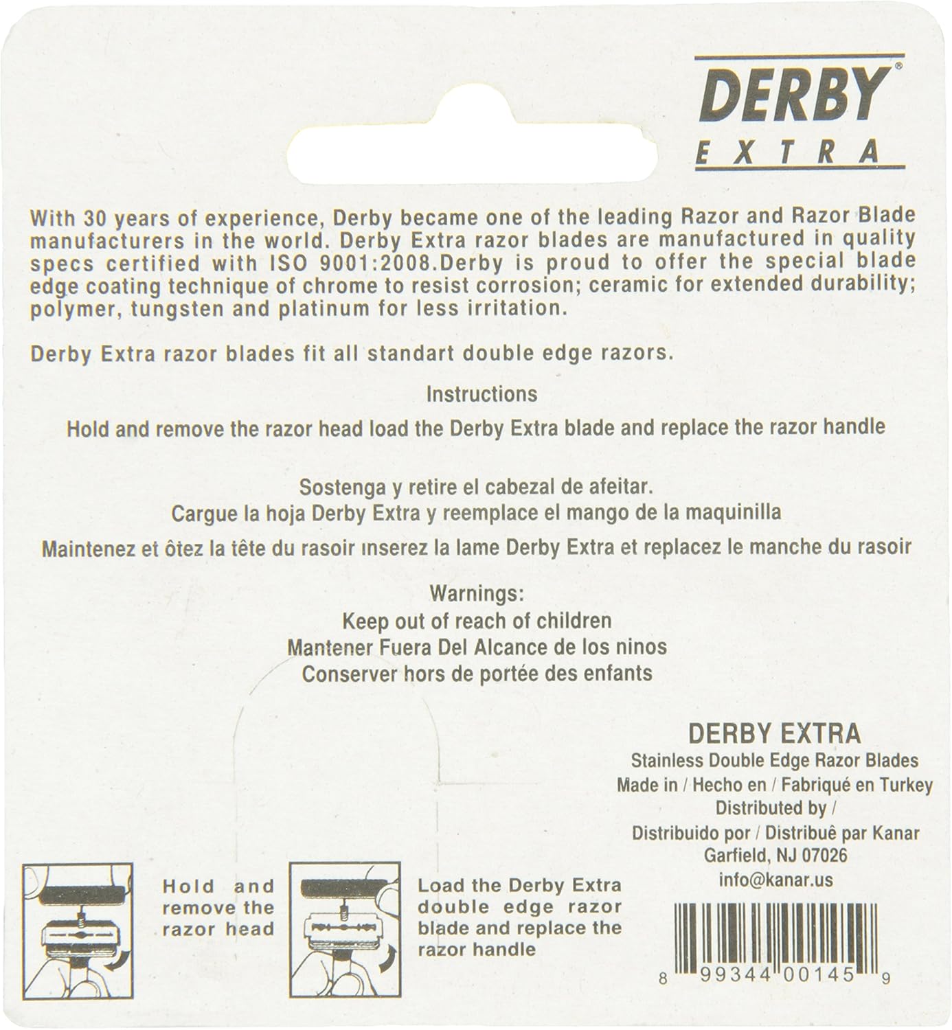 Derby 250 Extra Double Edge Razor Blades J6636