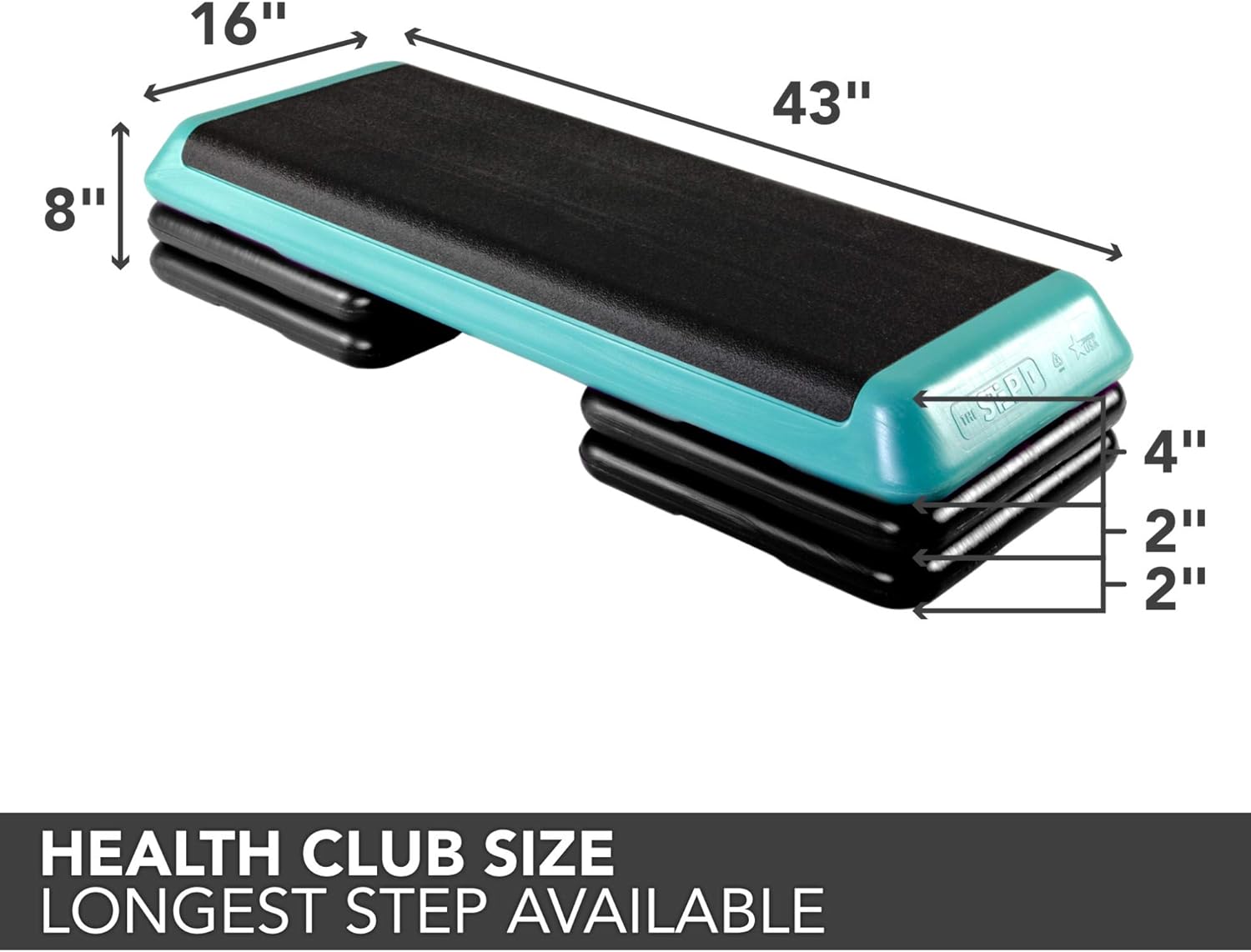 The Step Original Aerobic Platform with 4 Risers, Teal/Black C94995