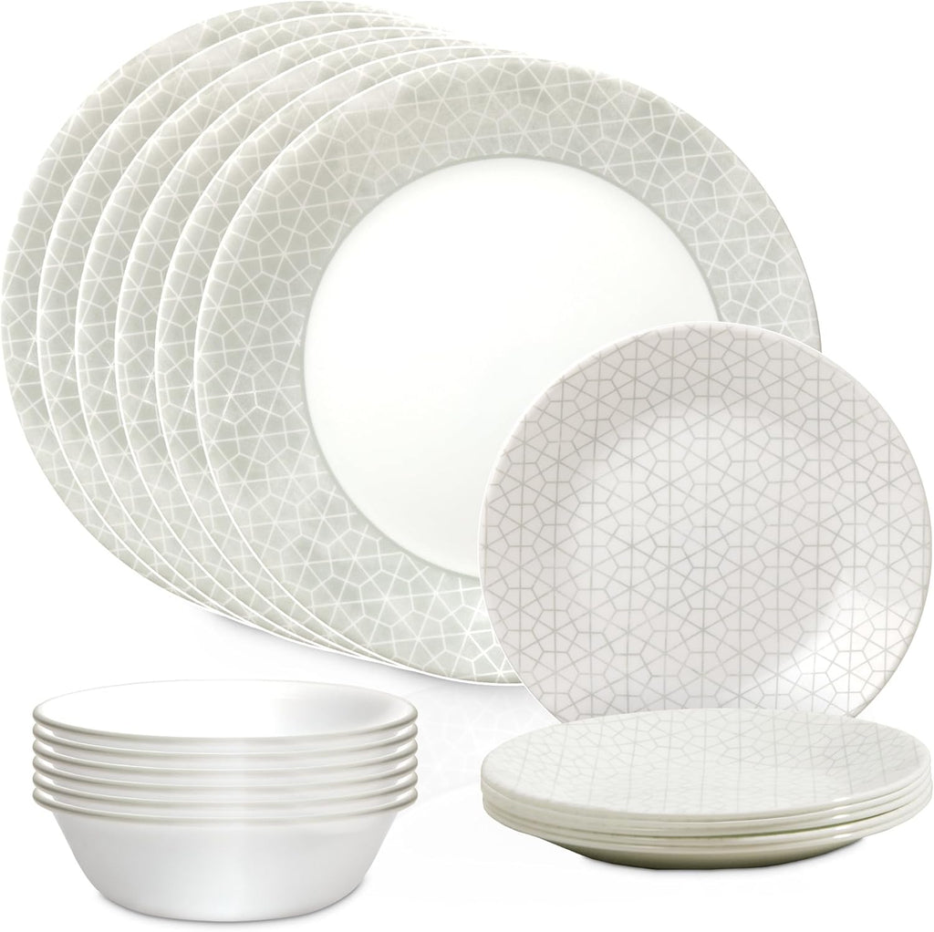 Corelle Vitrelle 18 Piece Glass Dinnerware Set, Service for 6, Chip Resistant T470
