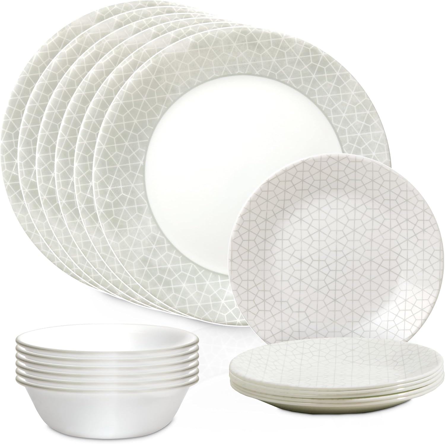 Corelle Vitrelle 18 Piece Glass Dinnerware Set, Service for 6, Chip Resistant T470