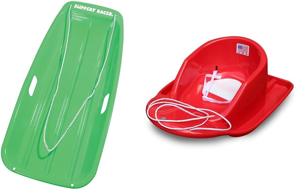 Downhill Sprinter Flexible Kids Toddler Plastic Cold-Resistant Toboggan Snow Sled & Flexible Flyer Baby Pull Sled. Toddler Boggan. Sleigh for Kids