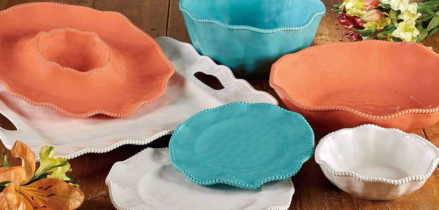 Certified International Teal Perlette Melamine Bowls 7.5" Set of 4 D550741