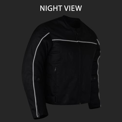 Vance Leather Men's Reflective Mesh Motorcycle Jacket with CE Armor H421370