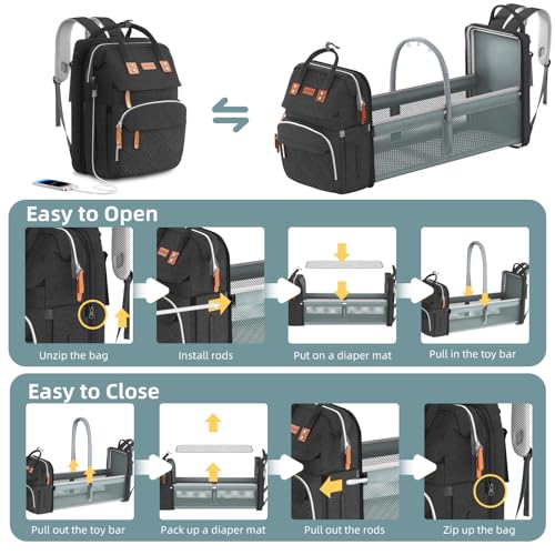 Diaper Bag Backpack with Changing Station, Black N145084