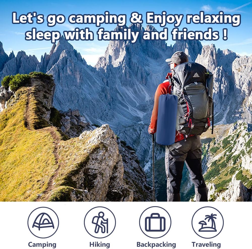 Inflatable Camping Sleeping Pad with Pillow and Built-in Foot Pump V2768