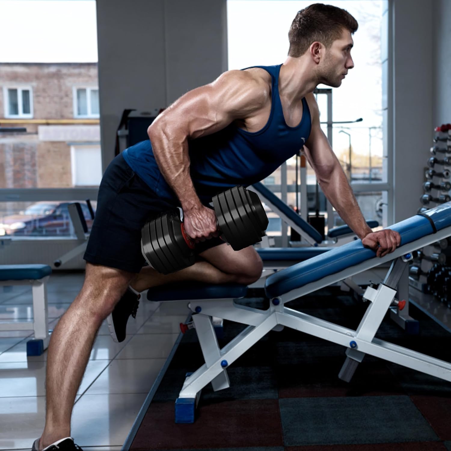 55LB 5-in-1 Single Adjustable Dumbbell with Anti-Slip Metal Handle Y290