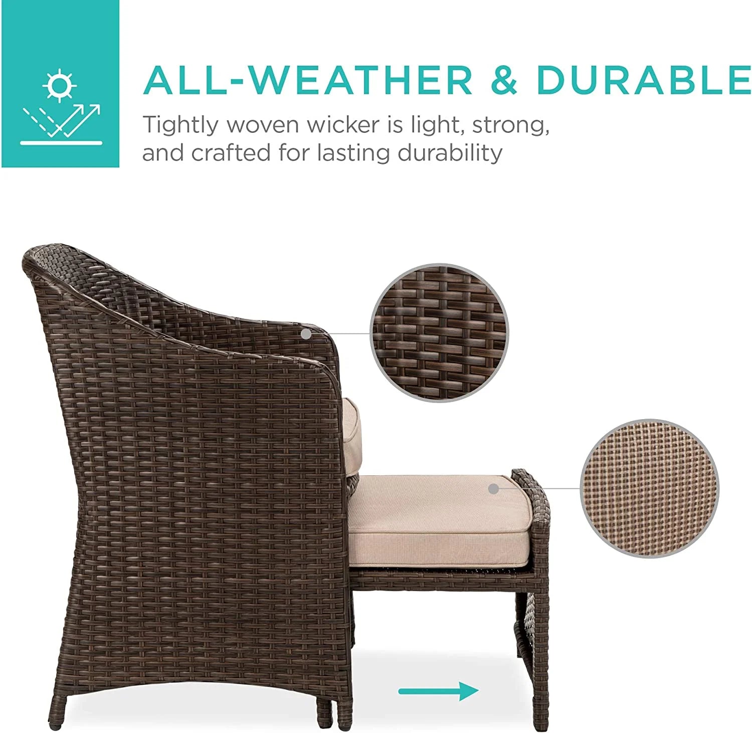 5-Piece Outdoor Patio Furniture Set with Storage Table, Brown/Beige I297