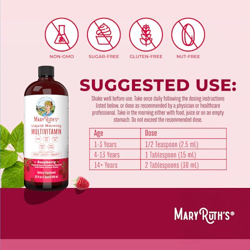 MaryRuth Organics Multivitamin Multimineral Liquid for Women Men & Kids, Vegan, Non-GMO, 32 Fl Oz A775415