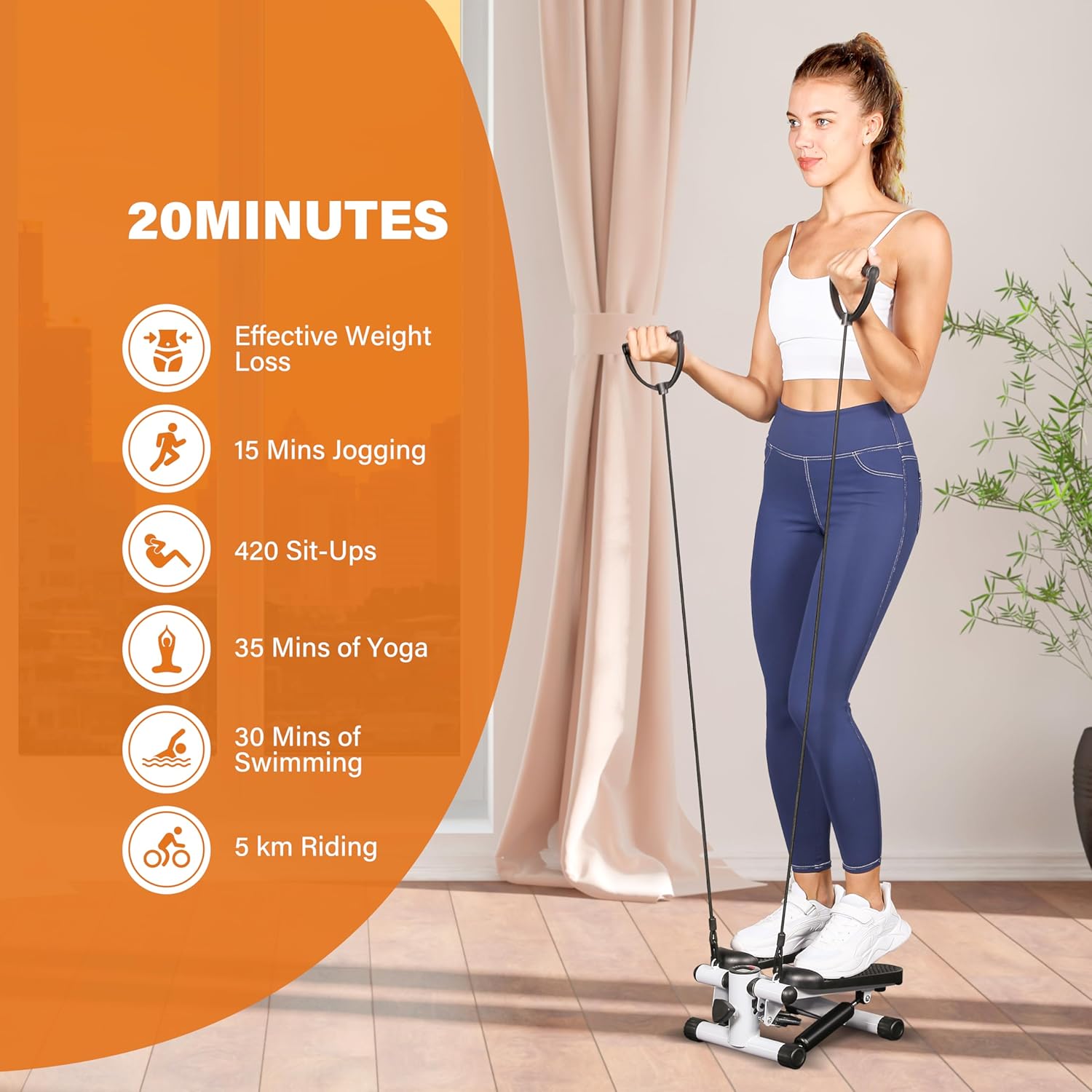 YSSOA Mini Stepper with Resistance Band, 120KG Load O356
