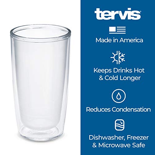 Tervis Crystal Clear Double Walled Insulated Tumbler Travel Cup, 16oz, 4pk, Made in USA U688