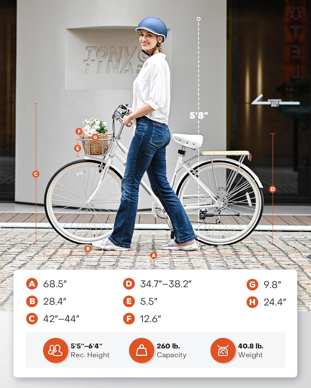 Viribus Hybrid Bike 700C Women's 7 Speed Step Through Bicycle with Basket & Rack E266