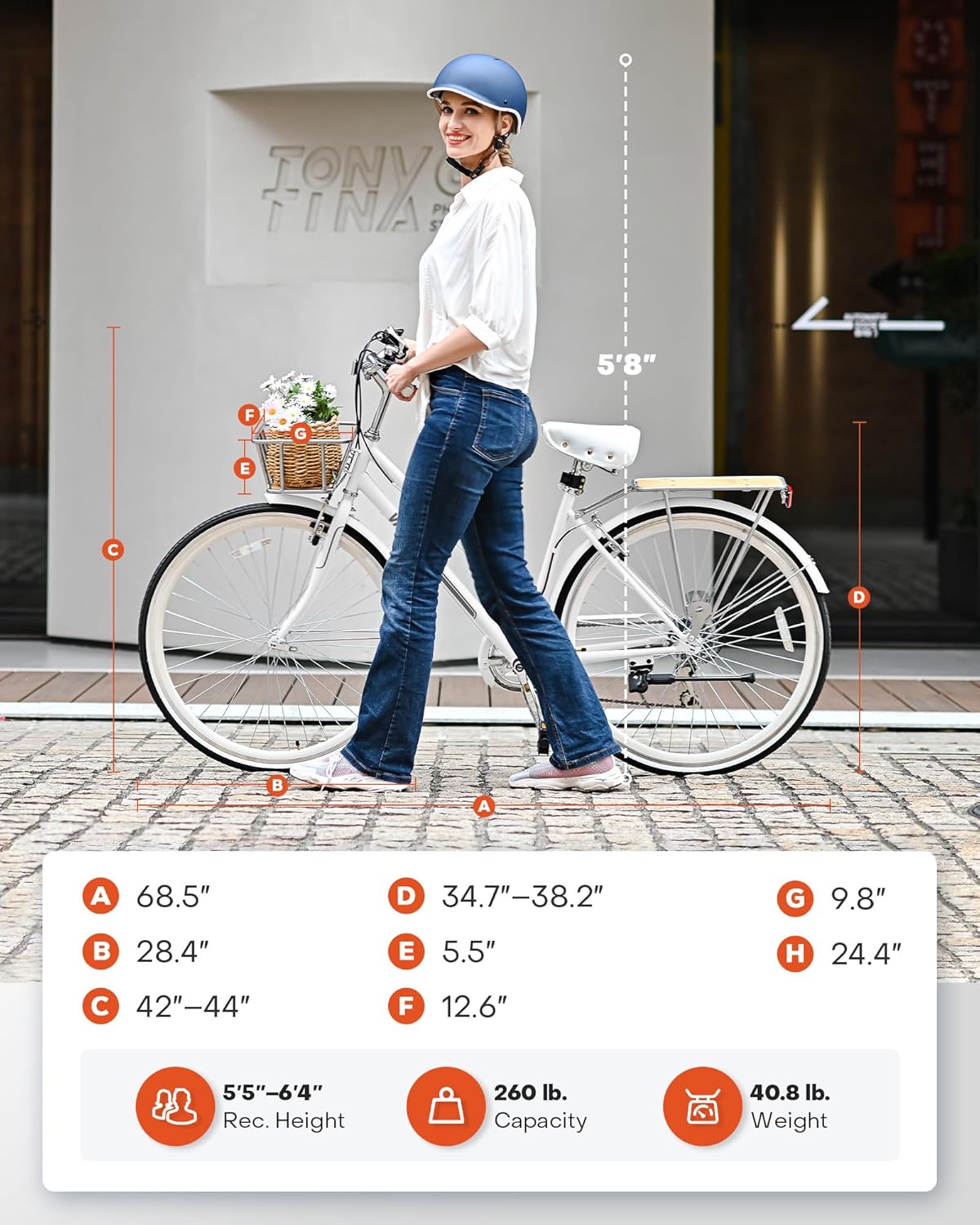 Viribus Hybrid Bike 700C Women's 7 Speed Step Through Bicycle with Basket & Rack E266