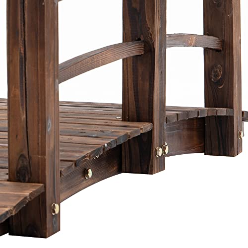 Outsunny Fir Wood Garden Bridge Arc Walkway with Side Railings E4176