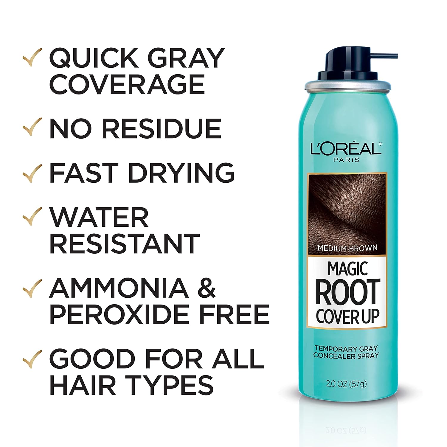 L'Oreal Paris Magic Root Cover Up Gray Concealer Spray, Medium Brown & Dark Brown H61279