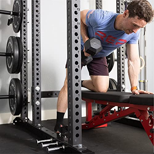 Rep Rubber Hex Dumbbell Set with Rack, 5-100 LB, Black N183992