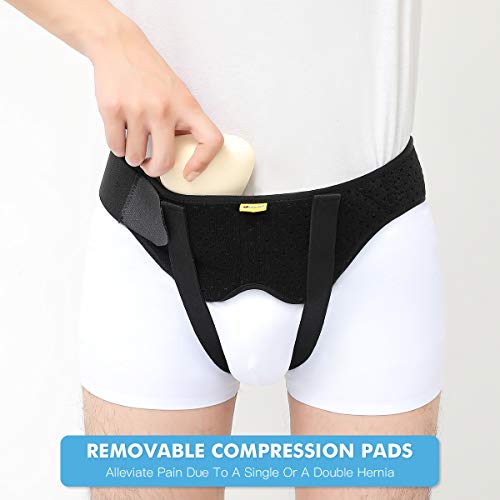 Tenbon Hernia Belt Truss for Single or Double Inguinal Hernia Support with 2 Removable Pads H3227