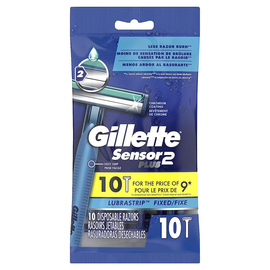 Gillette Sensor2 Plus Men's Disposable Razors, 10Count