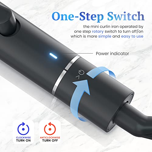 Ceramic Mini 1 Inch Curling Iron for Short Hair, Dual Voltage, Baby Blue Y638277
