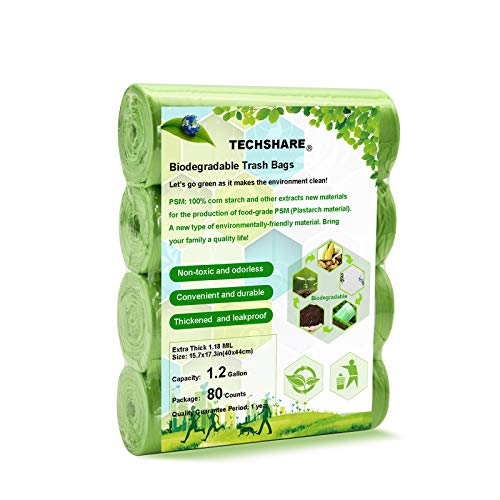 Biodegradable Trash Bags 4-6 Gallon, 100 Counts, Extra Thick Small Trash Bag Recycling Garbage Bags For Kitchen Bathroom Yard Office Wastebasket Car