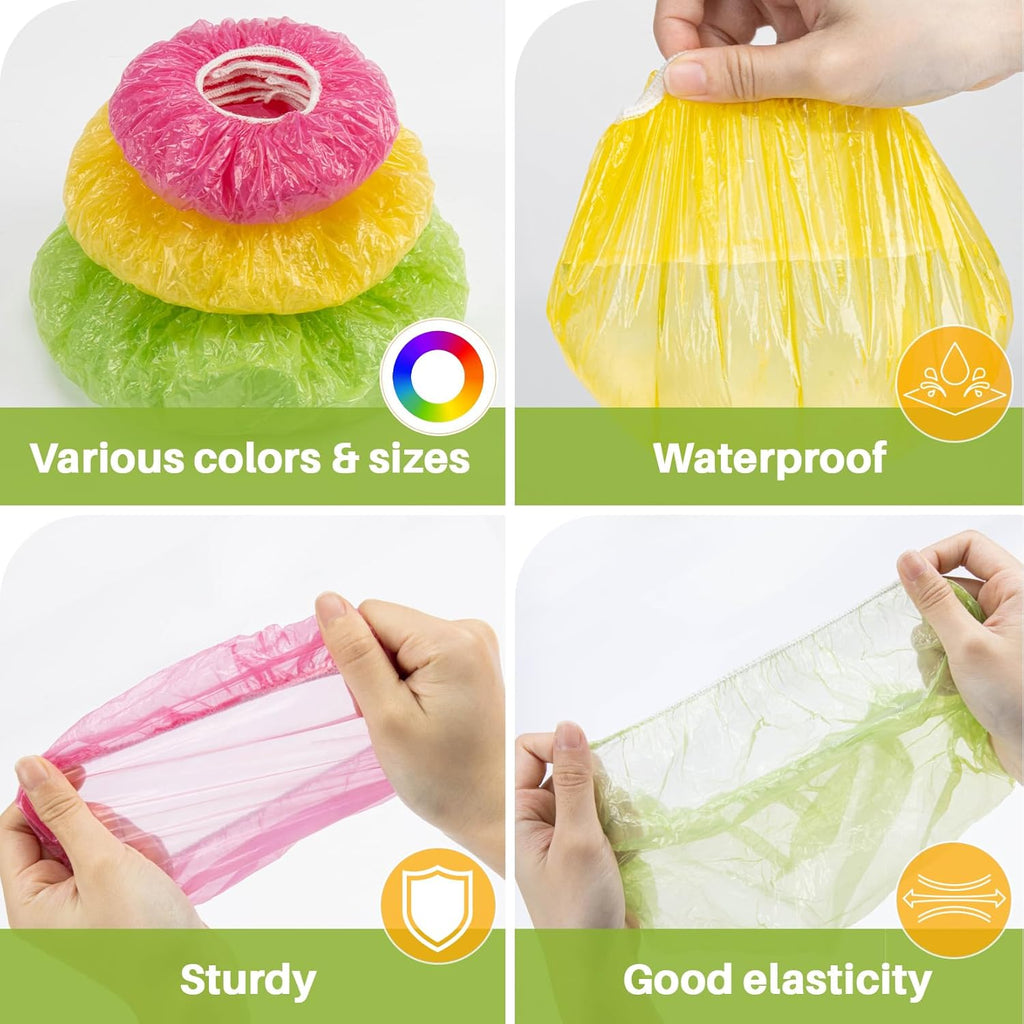 60Pcs Reusable Elastic Plastic Bowl Covers Food Storage O2365