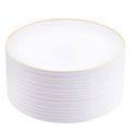 50Pcs Gold Plastic Plates - 9 Inch White Plastic Plates with Gold Rim - Gold Disposable Plates - Dinner Plates Disposable Perfect include 50 Plastic Plates for Party&Wedding&Birthday