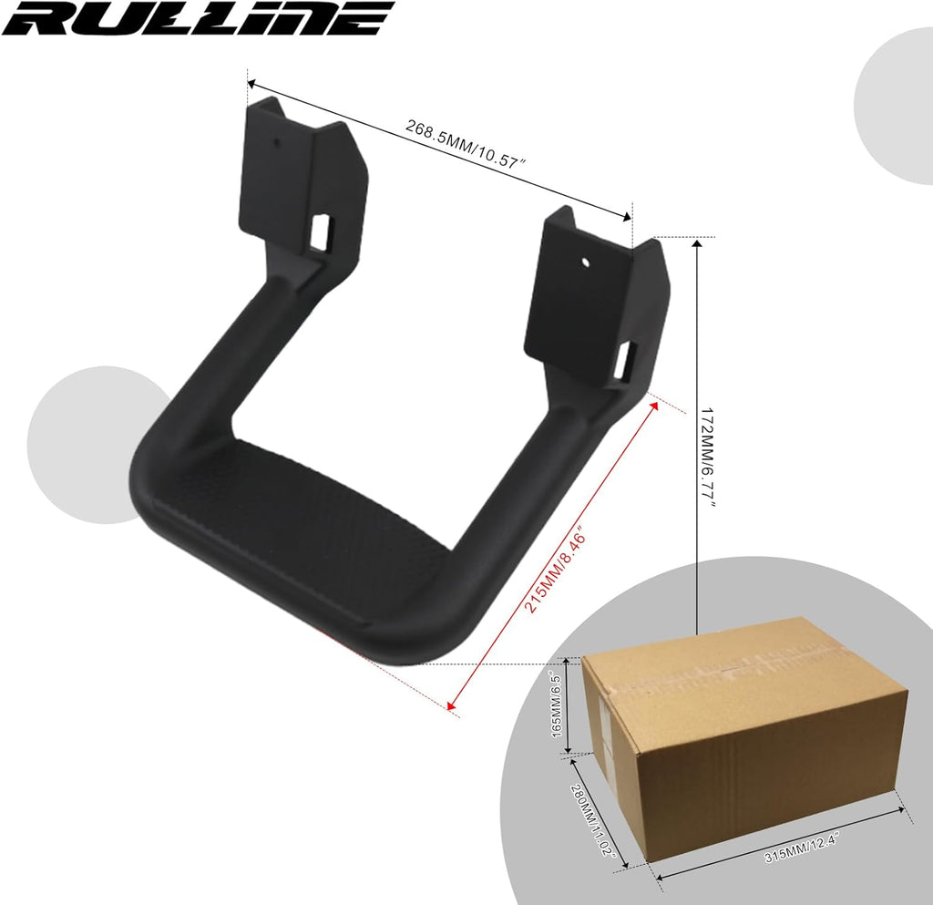 RULLINE Black Powder Coated Truck Side Step Set with Mounting Brackets J35848