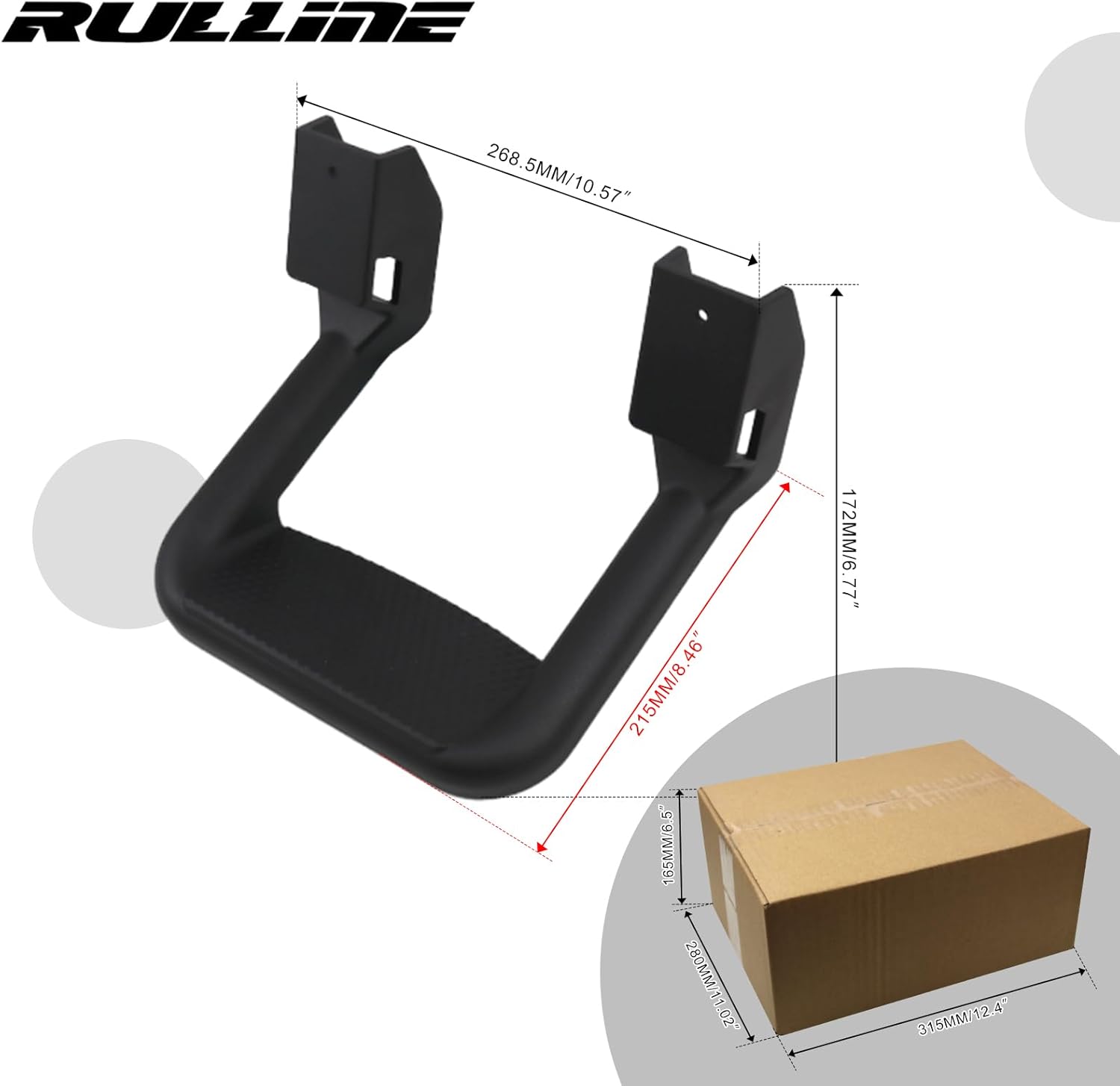 RULLINE Black Powder Coated Truck Side Step Set with Mounting Brackets J35848