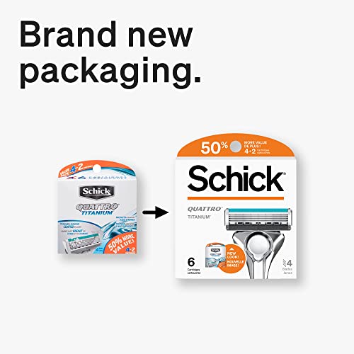 Schick Quattro Titanium Refills, Men’s Razor Refills, 6 Count Z601707