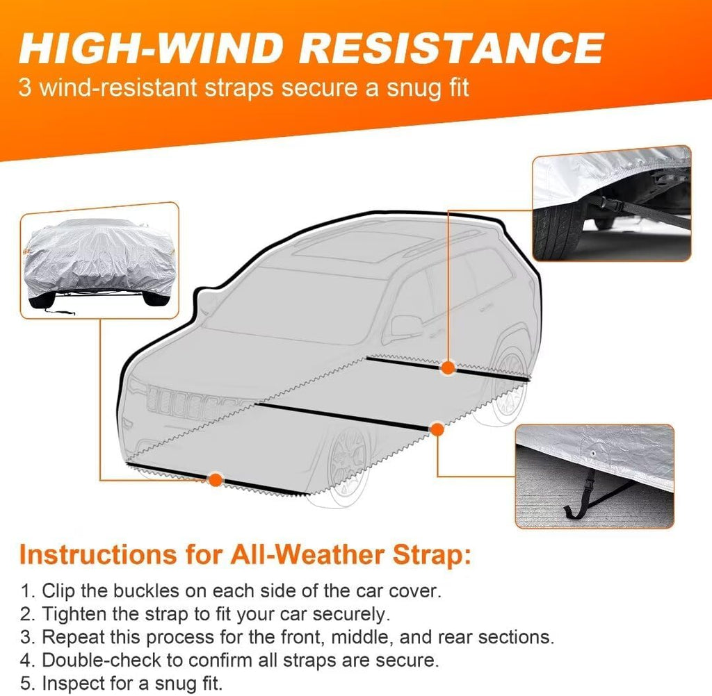 GIANT PANDA Car Cover for Jeep Wrangler JL JK Unlimited 4XE 4 Door, Waterproof Silver A406
