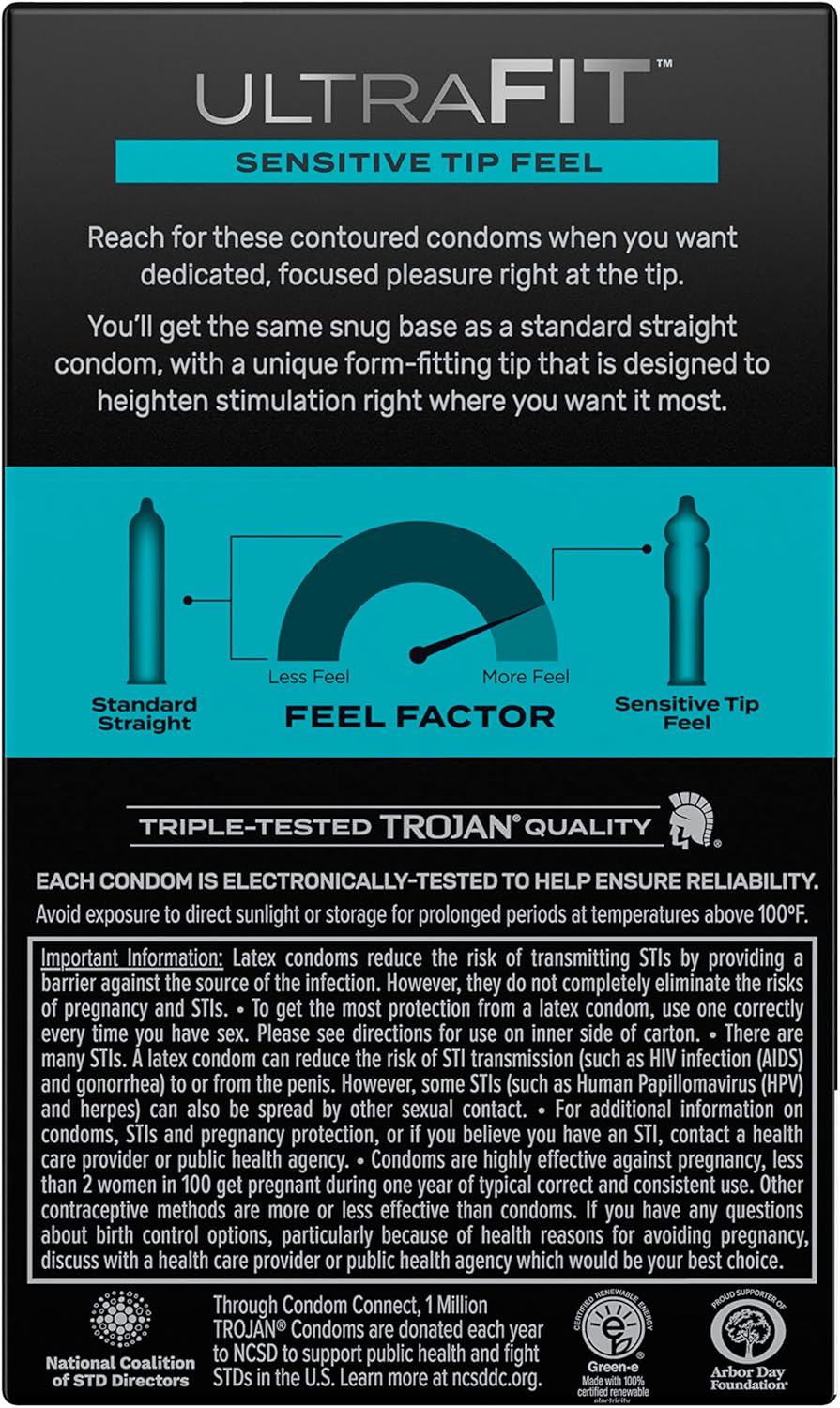 Trojan Condoms Ultrafit Sensitive Tip Feel, 10 Count F75623