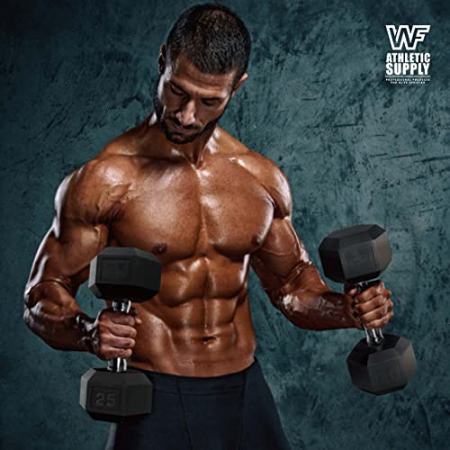 WF Athletic Supply Rubber Encased Hex Dumbbells with Contoured Grip F951334