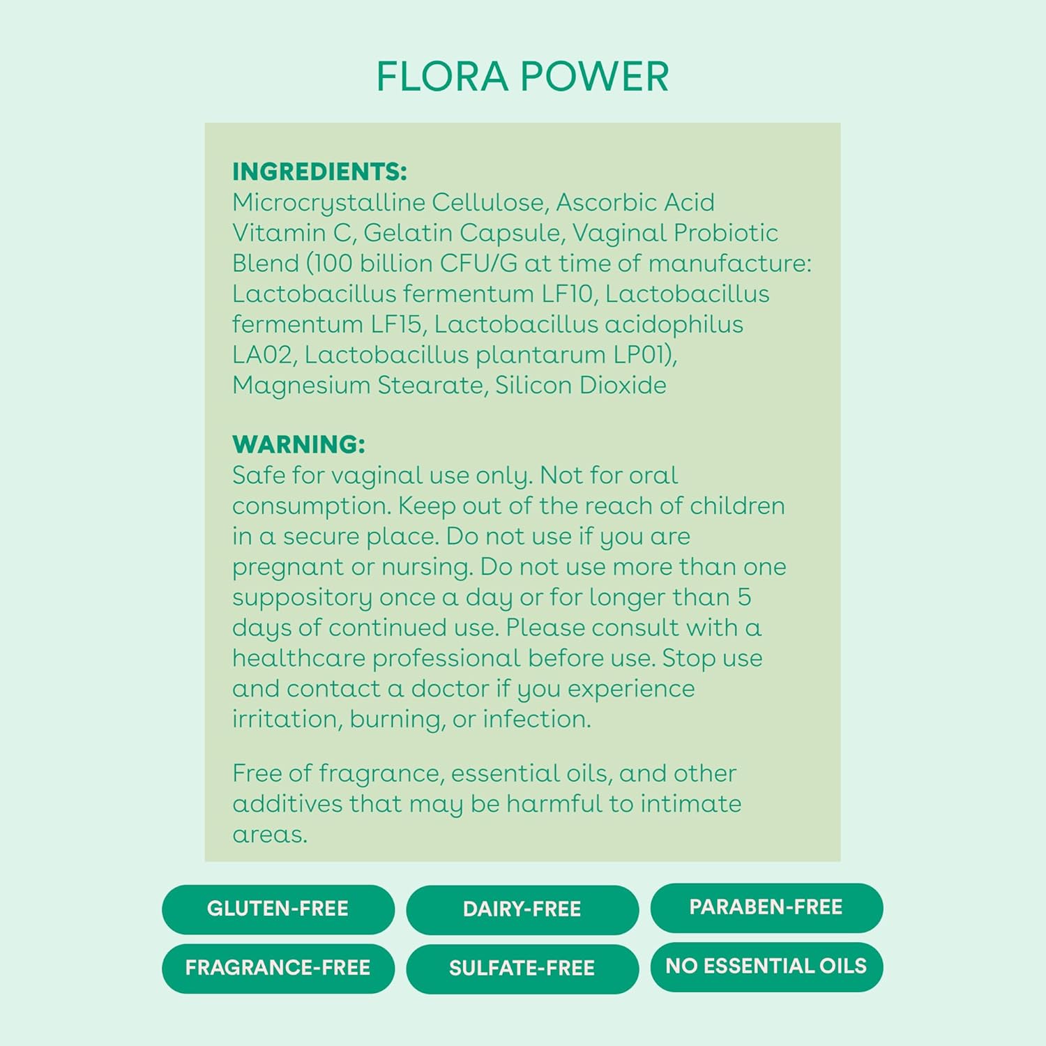 Flora Power & Good Girl Probiotics Vaginal Suppositories for Women V306821