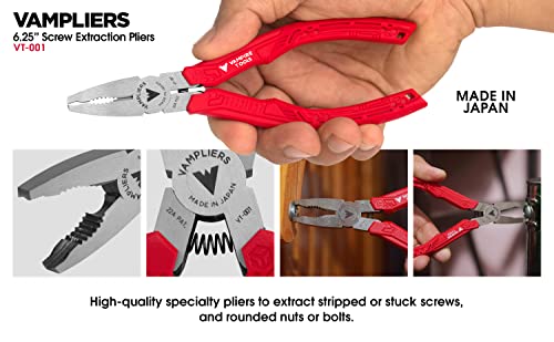VAMPLIERS 2-Piece Screw Extractor Pliers Set, 8" & 6.25", High Carbon Steel, Made in Japan Z8135