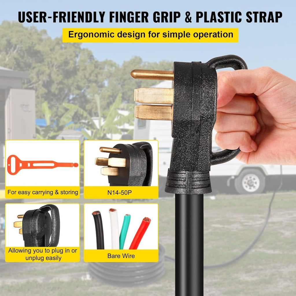 Vevor 30Ft 50Amp Generator Extension Cord 6 Gauge STW N14-50P to Bare Wire Q200