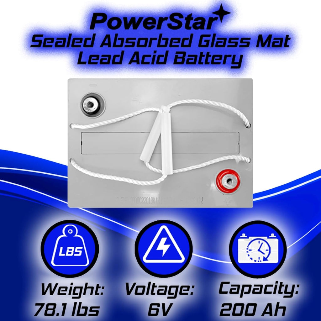 PowerStar Replacement for Trojan T-105 GC2 6V 200Ah Deep Cycle Battery x2 M8473