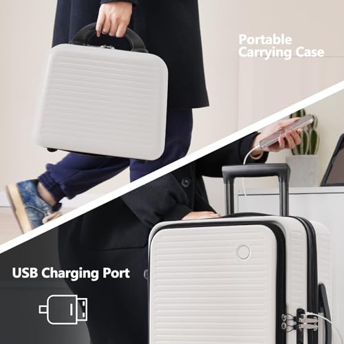 Carry-On Luggage 20 Inch Front Open Hardside Suitcase with TSA Lock and USB Port R4133