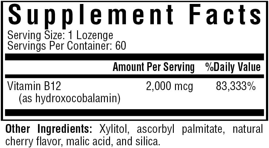 Seeking Health Hydrox-Adeno B12 2000 mcg Folate Supplement, 60 Lozenges N4914